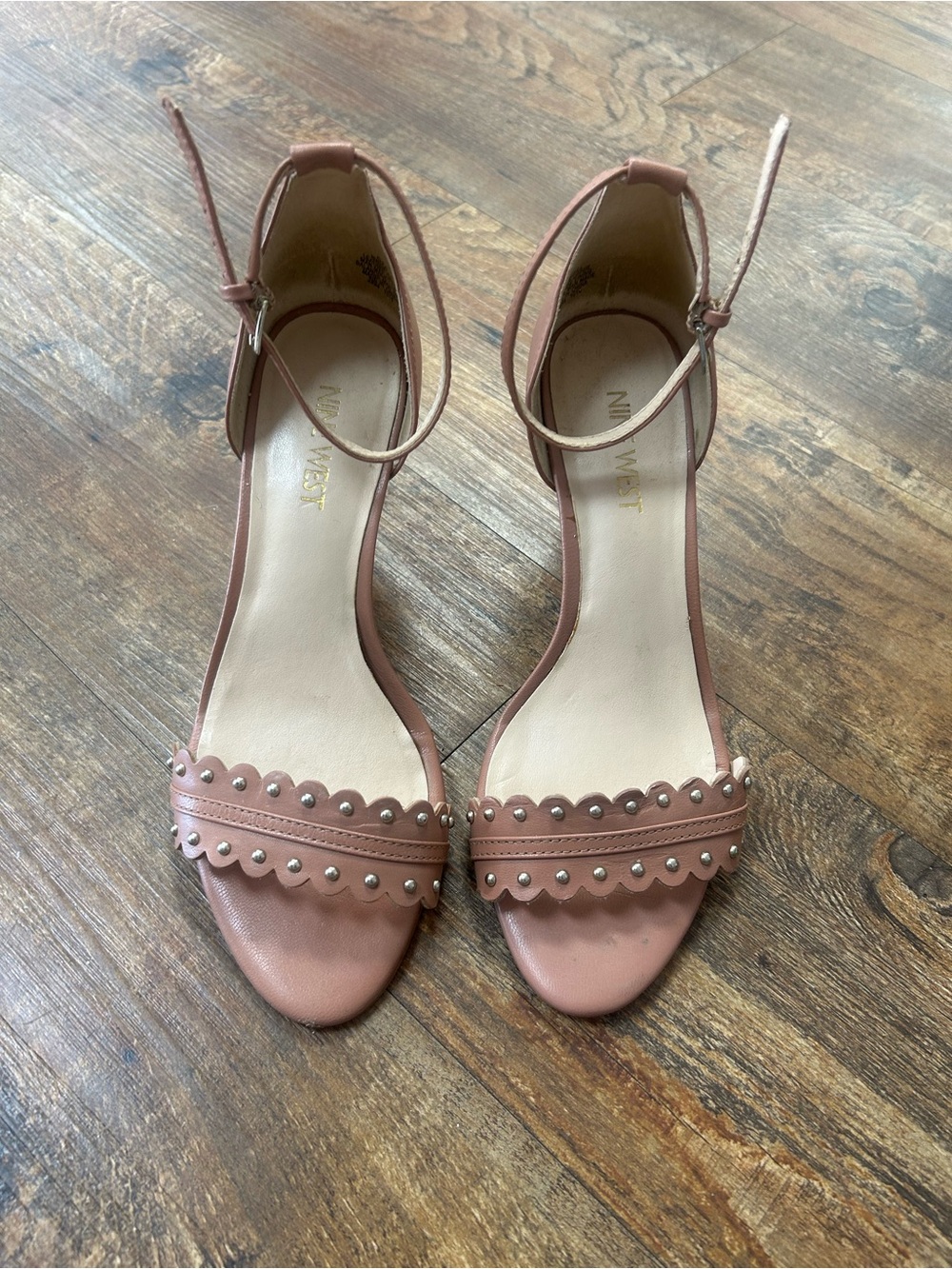 Nine West Dusty Pink Scalloped Ankle-Strap Heels